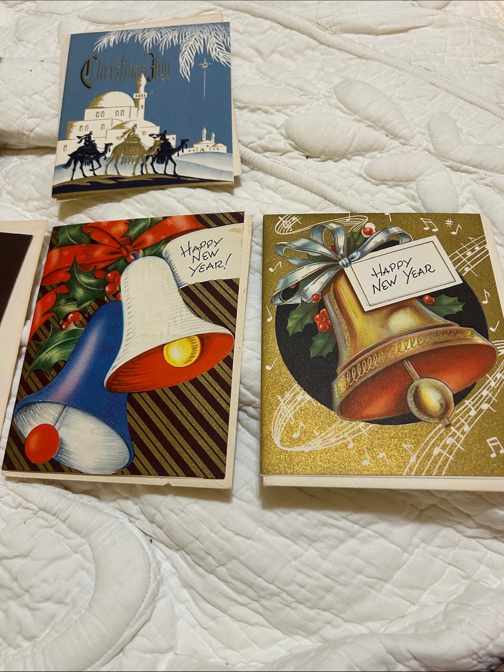 Six unused Christmas cards from 1940's with original envelopes. Unique!